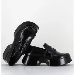 Sale VIC MATIE Mocassins à plateforme en cuir glacé - 1F2402D LATTEX BLACK NOIR