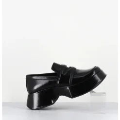 Sale VIC MATIE Mocassins à plateforme en cuir glacé - 1F2402D LATTEX BLACK NOIR