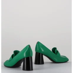 HALMANERA Mocassins à talon en cuir souple - ACE23 GLAZE MELA VERT
