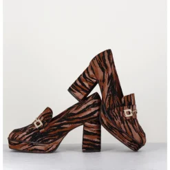 Discount CAREL Mocassins à talon en cuir velours tigré - BRIDGET TIGRE