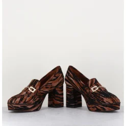 Discount CAREL Mocassins à talon en cuir velours tigré - BRIDGET TIGRE