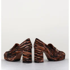 Discount CAREL Mocassins à talon en cuir velours tigré - BRIDGET TIGRE