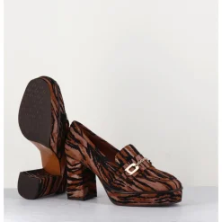 Discount CAREL Mocassins à talon en cuir velours tigré - BRIDGET TIGRE