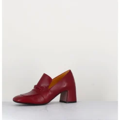 Clearance MARA BINI Mocassins à talon 70s en cuir bout carré - F511 SETA RED ROUGE