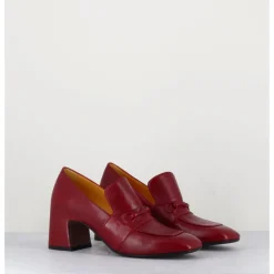 Clearance MARA BINI Mocassins à talon 70s en cuir bout carré - F511 SETA RED ROUGE