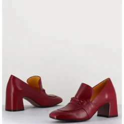 Clearance MARA BINI Mocassins à talon 70s en cuir bout carré - F511 SETA RED ROUGE
