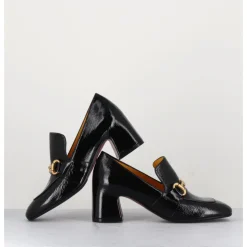 Outlet MARA BINI Mocassins à talon 70s en cuir vinyle - H759 NAPLAK NOIR