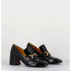 Outlet MARA BINI Mocassins à talon 70s en cuir vinyle - H759 NAPLAK NOIR
