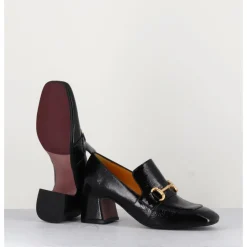 Outlet MARA BINI Mocassins à talon 70s en cuir vinyle - H759 NAPLAK NOIR