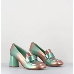 HALMANERA Mocassins à talon serpent métallisé bicolore - ACE23 VIPER RUGIADA