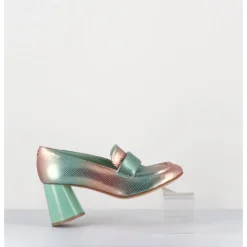 HALMANERA Mocassins à talon serpent métallisé bicolore - ACE23 VIPER RUGIADA