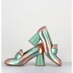 HALMANERA Mocassins à talon serpent métallisé bicolore - ACE23 VIPER RUGIADA