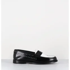 GARRICE LAB Mocassins bi-colores noir & blanc cloutés - ILAY ABRA NERO BIANCO NOIR&BLANC