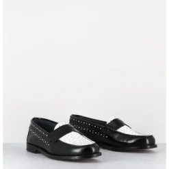GARRICE LAB Mocassins bi-colores noir & blanc cloutés - ILAY ABRA NERO BIANCO NOIR&BLANC