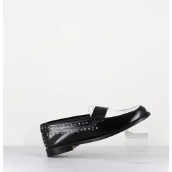 GARRICE LAB Mocassins bi-colores noir & blanc cloutés - ILAY ABRA NERO BIANCO NOIR&BLANC