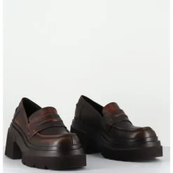 Online ELENA IACHI Mocassins chunky en cuir vieilli - E3728H24 BETA CUOIO MARRON