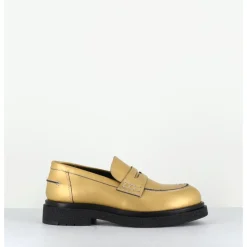 Discount OA NON FASHION Mocassins en cuir doré mat semelle légère - AL100 OLD METAL DORE