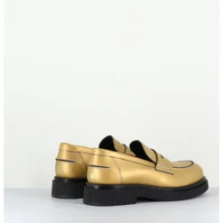 Discount OA NON FASHION Mocassins en cuir doré mat semelle légère - AL100 OLD METAL DORE