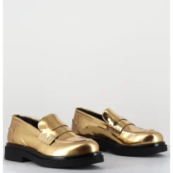 Hot OA NON FASHION Mocassins en cuir glacé miroir or semelle légère - AL100 SUPERLUX ORO DORE