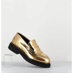 Hot OA NON FASHION Mocassins en cuir glacé miroir or semelle légère - AL100 SUPERLUX ORO DORE