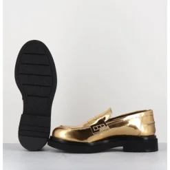 Hot OA NON FASHION Mocassins en cuir glacé miroir or semelle légère - AL100 SUPERLUX ORO DORE