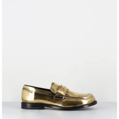 New HOTTO Mocassins en cuir glacé or brossé bout asymétrique - 66606 LUX ORO DORE