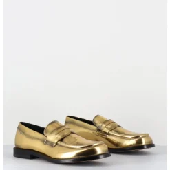 New HOTTO Mocassins en cuir glacé or brossé bout asymétrique - 66606 LUX ORO DORE