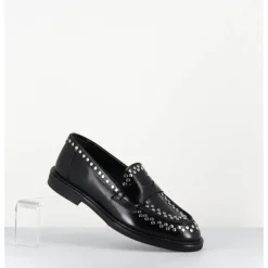 Discount GARRICE LAB Mocassins en cuir & rivets argent semelle gomme - AVERSA ABRA NERO NOIR