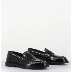 Discount GARRICE LAB Mocassins en cuir & rivets argent semelle gomme - AVERSA ABRA NERO NOIR