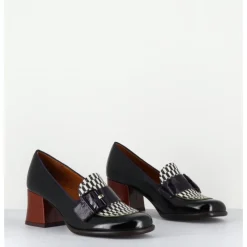Online CHIE MIHARA Mocassins petit talon cuir multi & imprimé damier - MEISIN44 MASERATI NEGRO