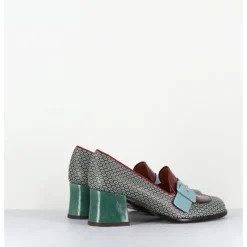 Outlet CHIE MIHARA Mocassins petit talon cuir imprimé rétro multi - MEISIN44 SHOWER BLUE