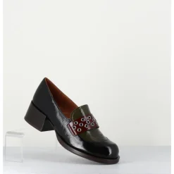 Discount CHIE MIHARA Mocassins petit talon cuir noir/marron/vert - TOBEN NEGRO HUNT