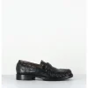 Best MALLONI Mocassins petit talon en cuir imprimé croco - GINNY BLACK NOIR