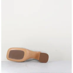 MARA BINI Mocassins petit talon en cuir & mors doré - Q167 VINTAGE SILVER ARGENT