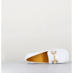 Hot MARA BINI Mocassins petit talon naplak & mors doré - Q167 NAPLAK WHITE BLANC