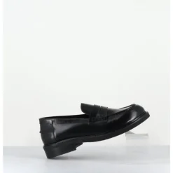 Online GARRICE LAB Mocassins plats à bout rond en cuir glacé - CHINO ABRASIVATO NERO NOIR