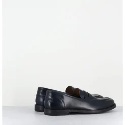 Sale ALBERTO FASCIANI Mocassins plats en cuir glacé marine - ZOE56040 BLUE BLEU