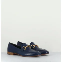 Discount MARA BINI Mocassins plats en cuir souple bleu & mors doré - N125 MARINE