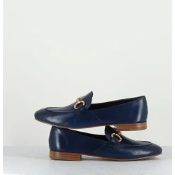 Discount MARA BINI Mocassins plats en cuir souple bleu & mors doré - N125 MARINE