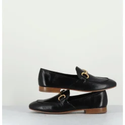New MARA BINI Mocassins plats en cuir souple & mors doré - N125 NERO NOIR