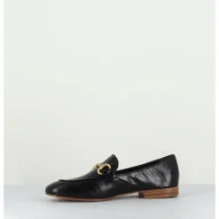 New MARA BINI Mocassins plats en cuir souple & mors doré - N125 NERO NOIR