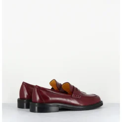New MARA BINI Mocassins plats en cuir souple bordeaux - P906 SETA BRUNELLO ROUGE