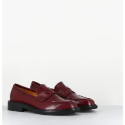 New MARA BINI Mocassins plats en cuir souple bordeaux - P906 SETA BRUNELLO ROUGE