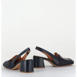 Clearance MARA BINI Mocassins slingback à talon en cuir nuit 70s - S242234 REMUVE BLU BLEU