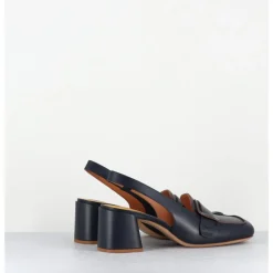 Clearance MARA BINI Mocassins slingback à talon en cuir nuit 70s - S242234 REMUVE BLU BLEU