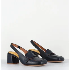 Clearance MARA BINI Mocassins slingback à talon en cuir nuit 70s - S242234 REMUVE BLU BLEU