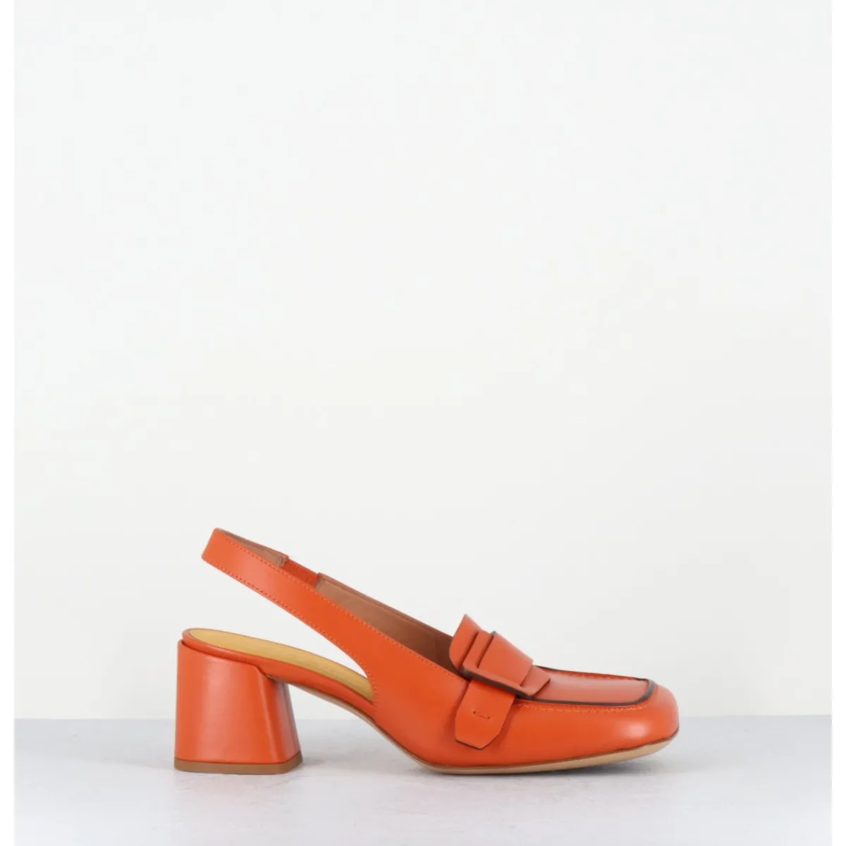 Outlet MARA BINI Mocassins slingback à talon en cuir orangé 70s - S242234 REMUVE ORANGE