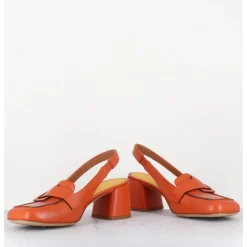 Outlet MARA BINI Mocassins slingback à talon en cuir orangé 70s - S242234 REMUVE ORANGE