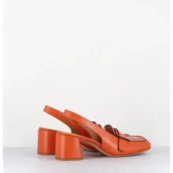 Outlet MARA BINI Mocassins slingback à talon en cuir orangé 70s - S242234 REMUVE ORANGE