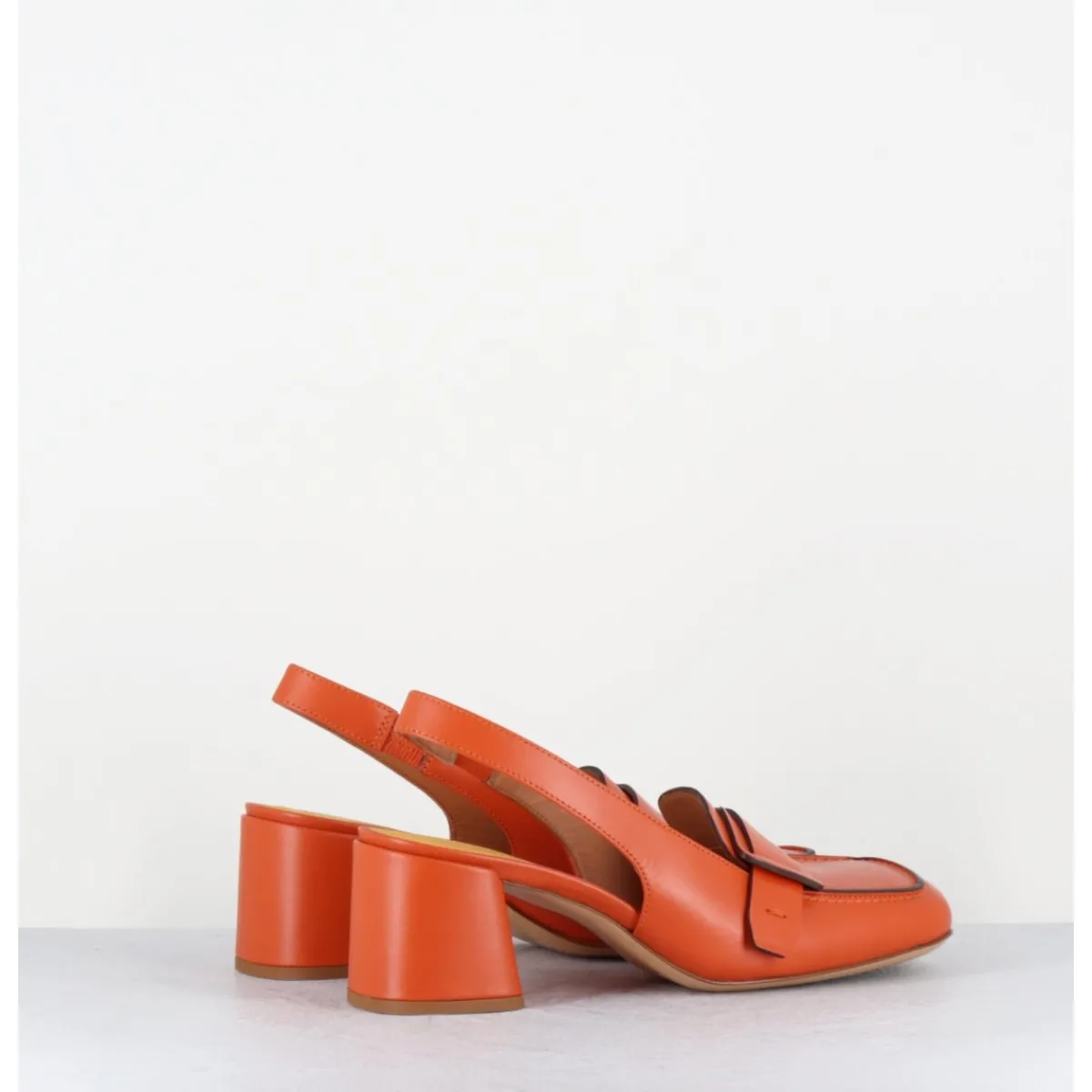 Outlet MARA BINI Mocassins slingback à talon en cuir orangé 70s - S242234 REMUVE ORANGE